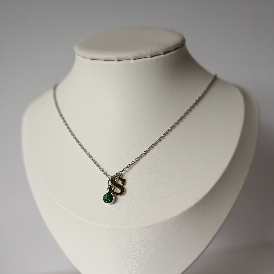 Personalised Initial & Birthstone Necklace – Custom Jewellery Pendant - Necklace