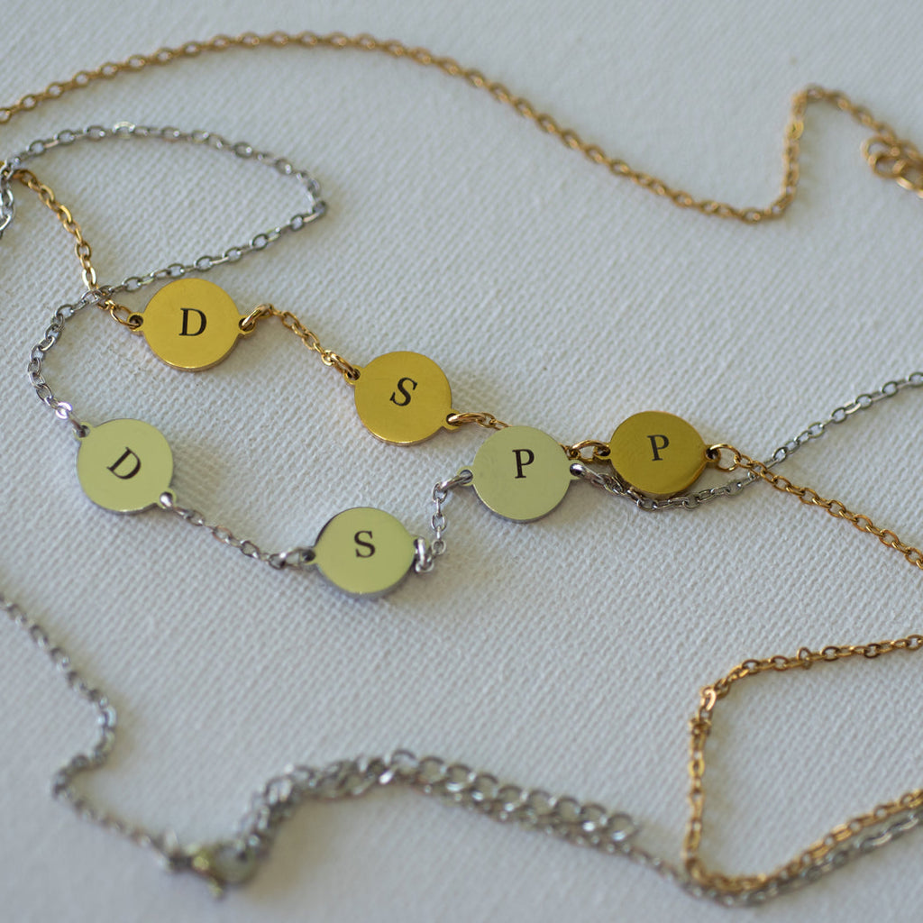 Personalised Initial Disc Necklace — Stainless Steel - Necklace