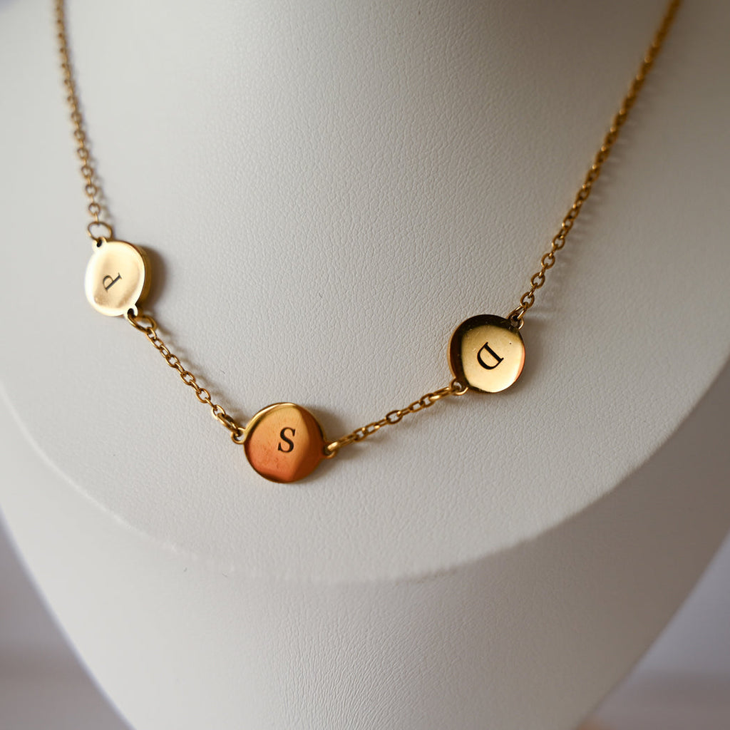 Personalised Initial Disc Necklace, Stainless Steel - Necklace