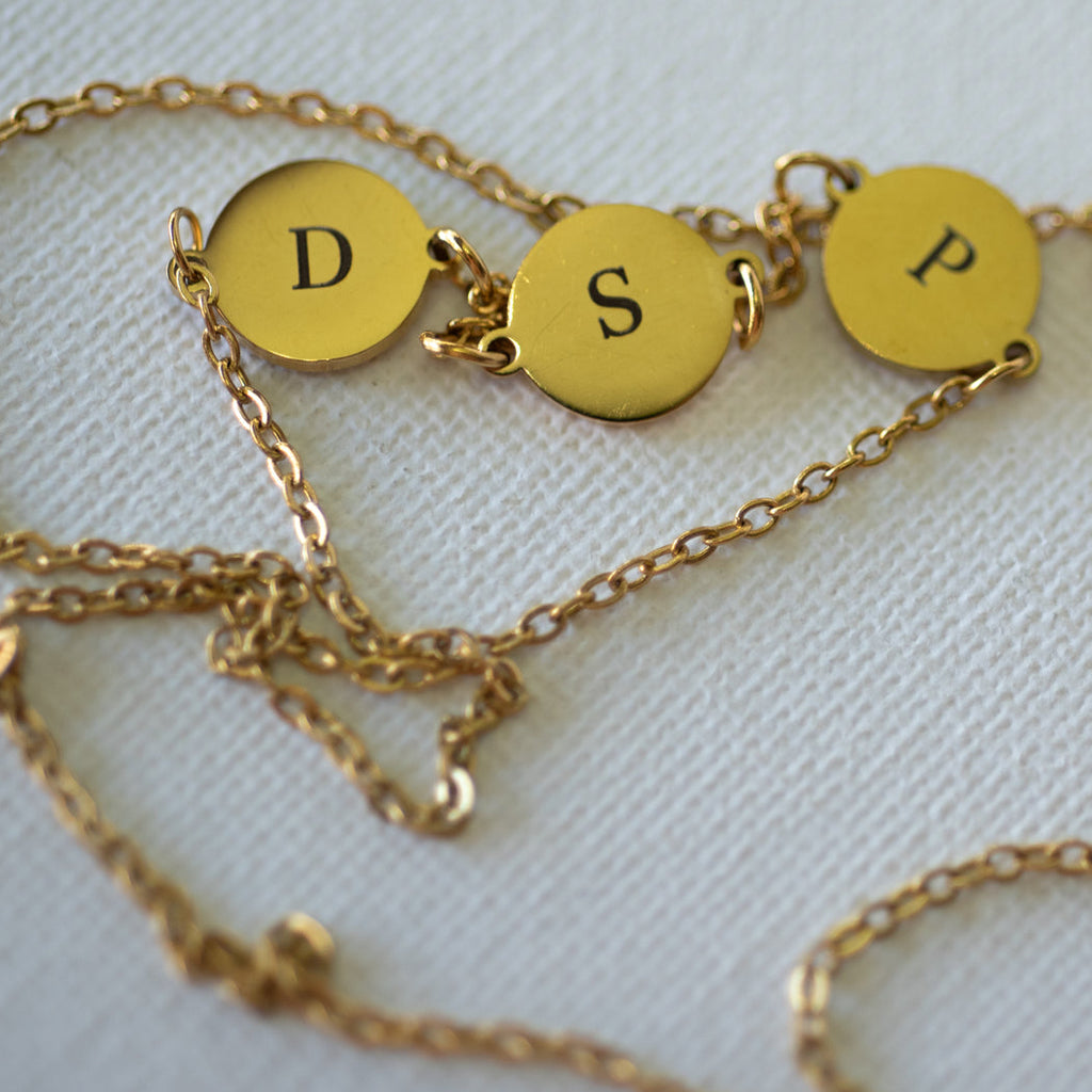 Personalised Initial Disc Necklace — Stainless Steel - Necklace