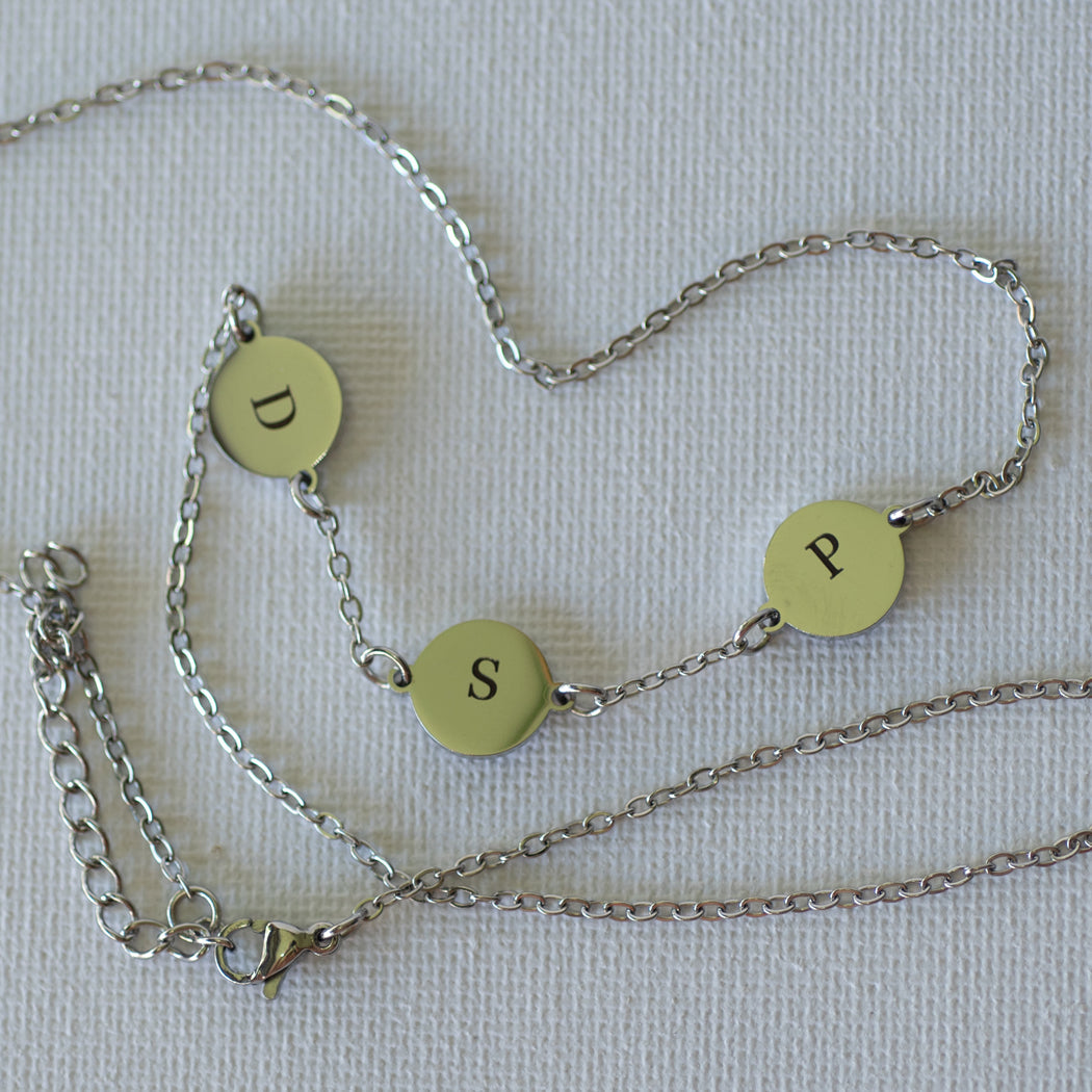 Personalised Initial Disc Necklace — Stainless Steel - Necklace