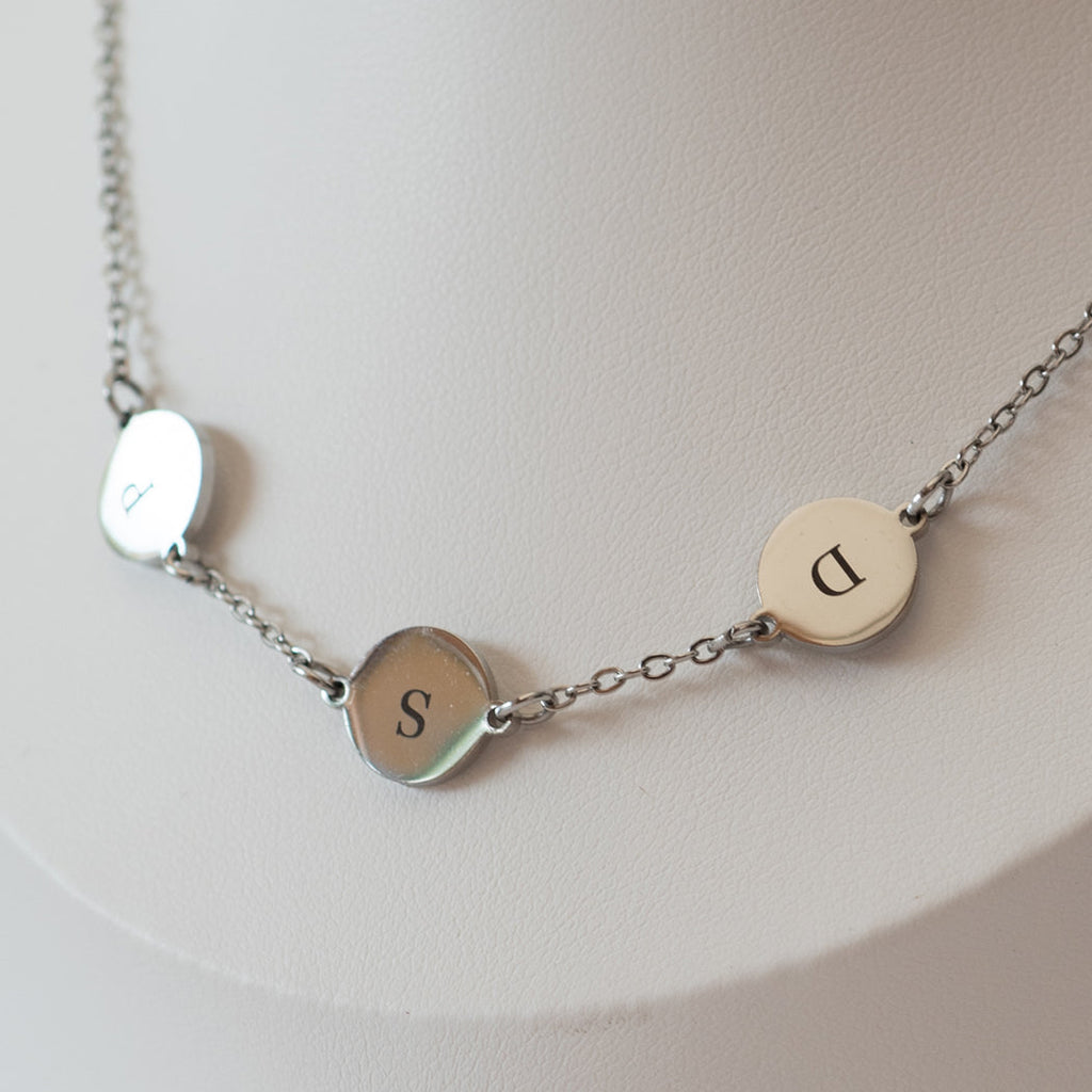 Personalised Initial Disc Necklace, Stainless Steel - Necklace