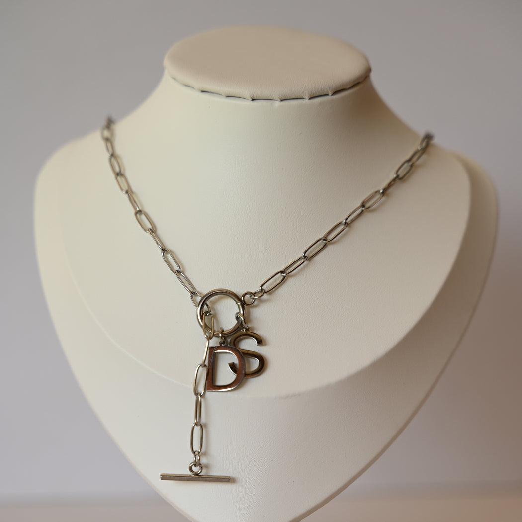 Personalized Initial Paperclip Necklace 316L Stainless Steel - Necklace