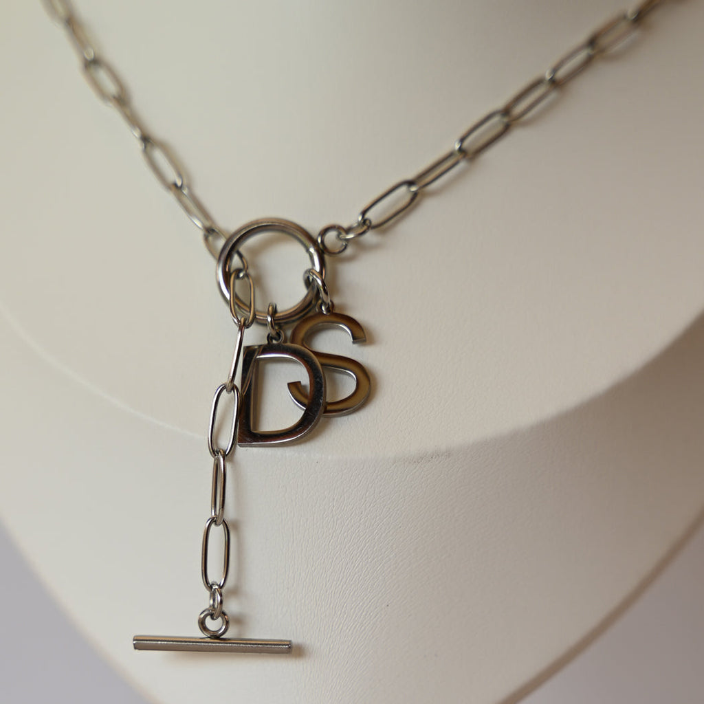Personalized Initial Paperclip Necklace 316L Stainless Steel - Necklace