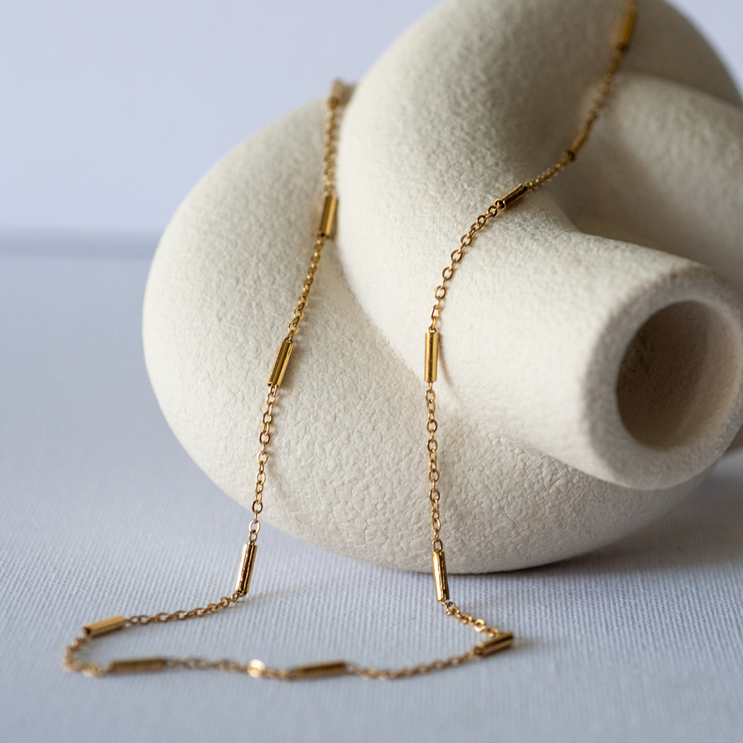 Pipe Chain Necklace – 316L Stainless Steel Gold Plated Chain Necklace - Necklace