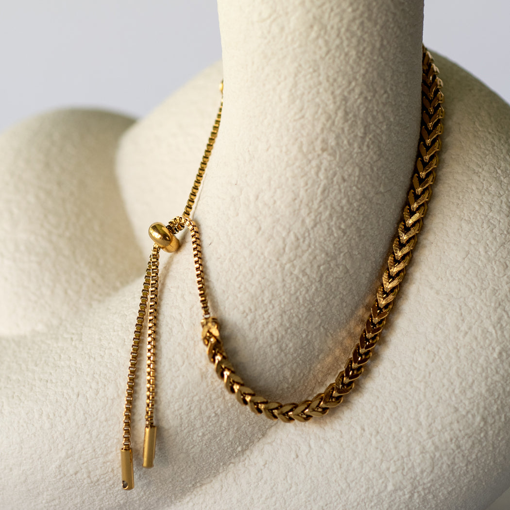 Plated Braided Bracelet with Adjustable Drawstring. - Bracelet