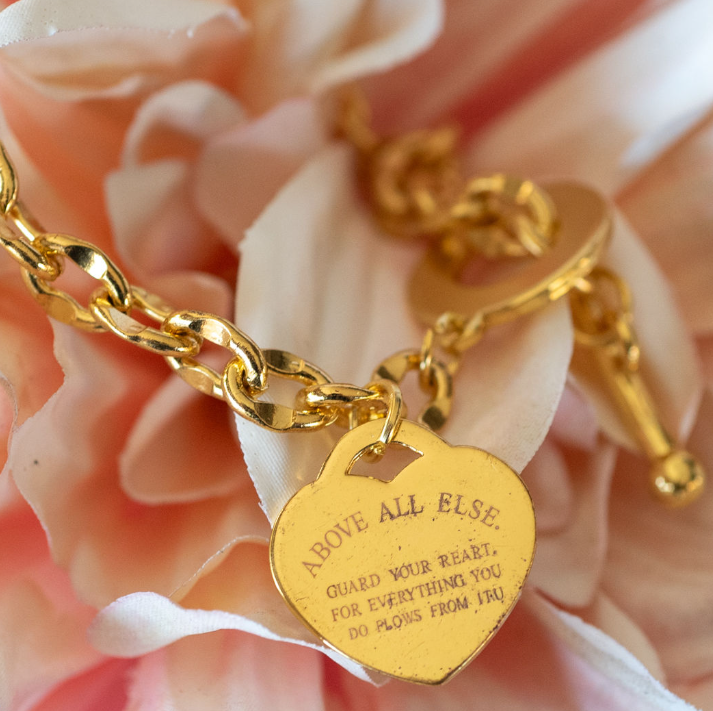 Proverbs 4:23 OT Clasp & Heart-Shaped Bracelet - Bracelet