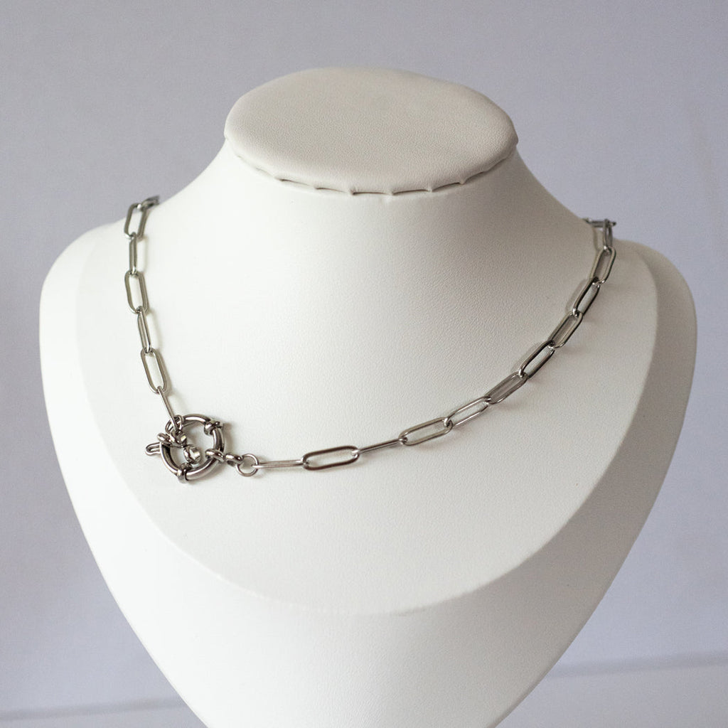 Spring Clasp Paper Clip Necklace – Customisable Stainless Steel Jewellery - Necklace