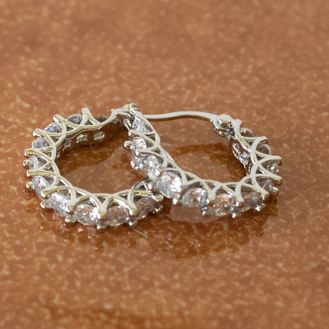 Square Cubic Hoop Earrings — Stainless Steel - Earrings
