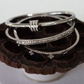 3 Piece Elegant Bangle Set with Accent Rhinestones - Bracelet