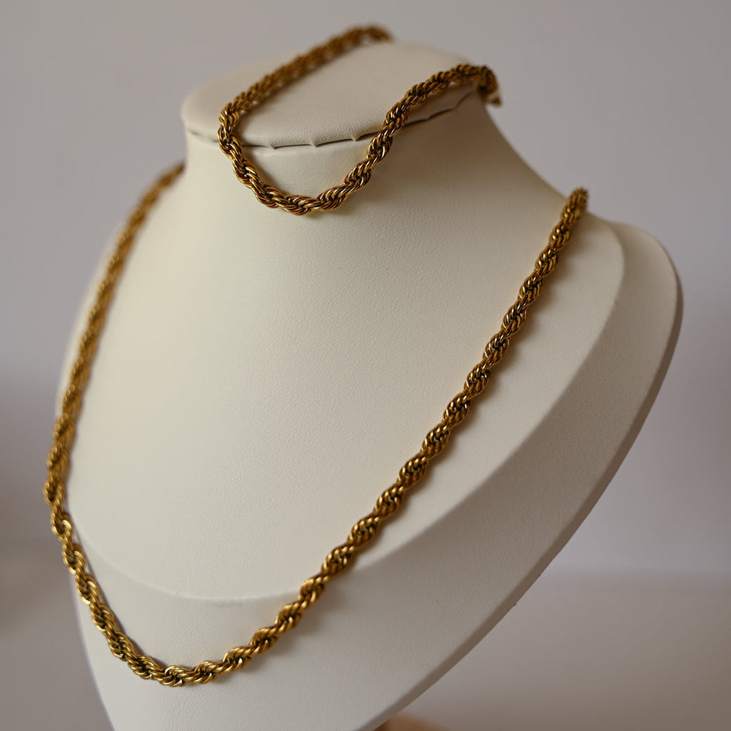 Twisted Rope Necklace & Matching Bracelet Set - Necklace Combo
