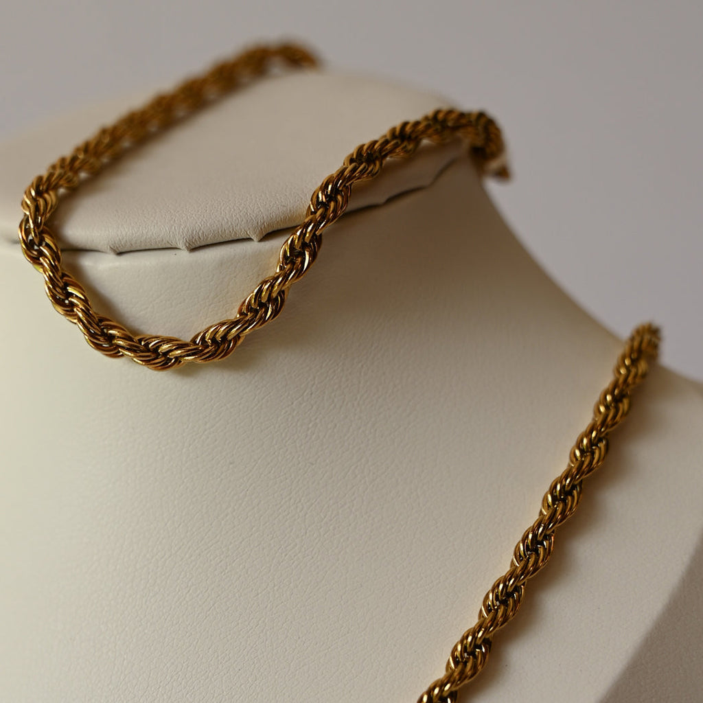 Twisted Rope Necklace & Matching Bracelet Set - Necklace Combo
