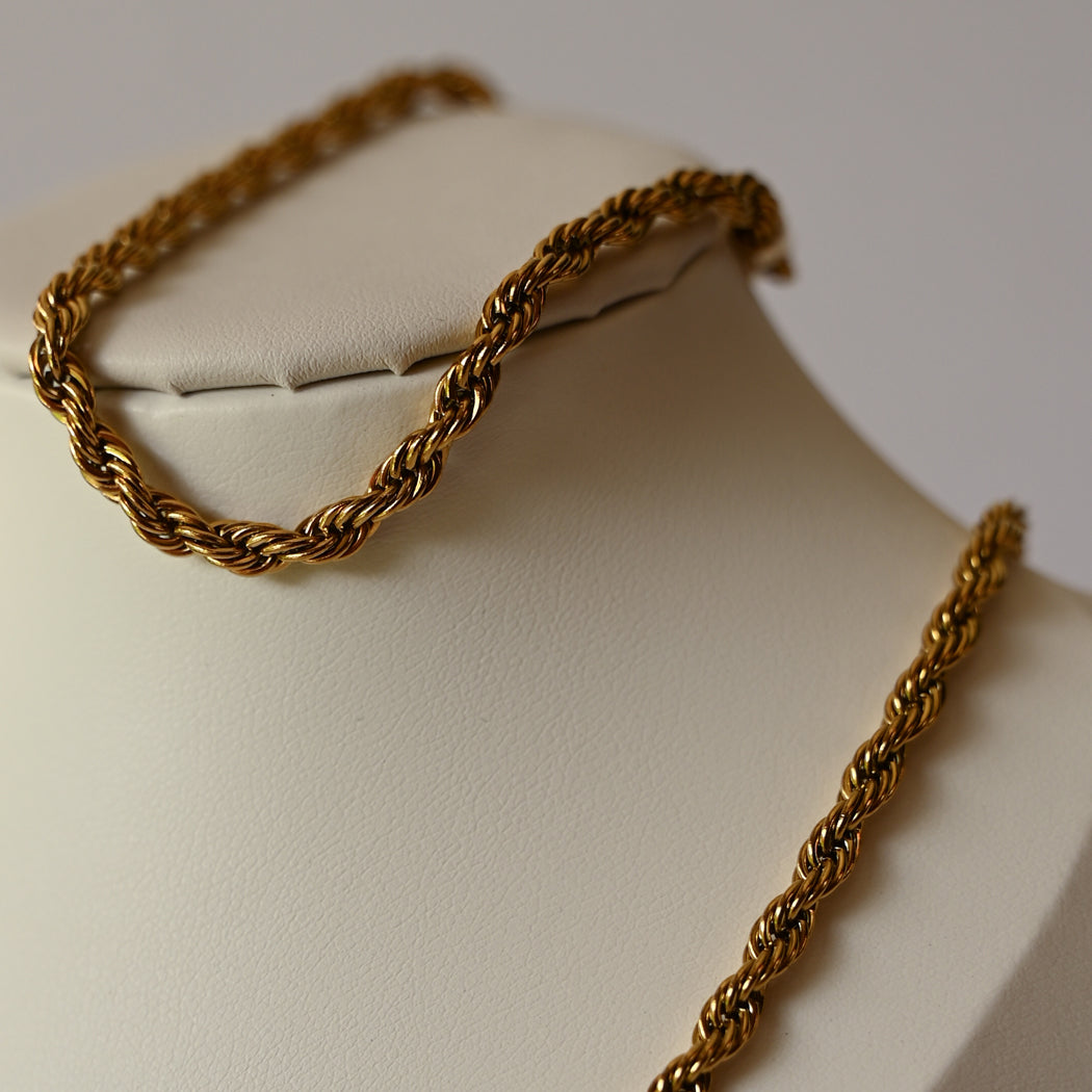 Twisted Rope Necklace & Matching Bracelet Set - Necklace Combo