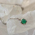 Vintage Square Emerald Zirconia Pendant Necklace — 925 Sterling Silver - Necklace