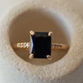 Vintage Synthetic Zirconia Emerald Cut Ring — Stainless Steel - Rings