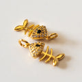 Zirconia Fish Bone Charm – Chic Nautical Jewellery Pendant - Charm